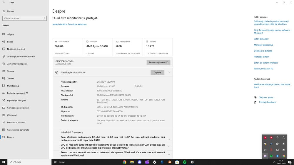 Memorie 16 GB RAM RGB DDR4 3200M - GARANȚIE 7 ANI