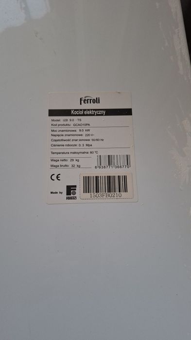 Centrala Ferroli  electrica 9KW