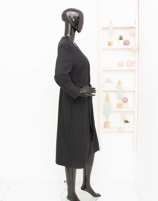 Cos оригинално дамско вълнено преходно палто с колан черно 36 S