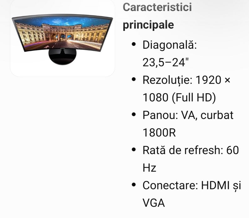 Monitor curbat Samsung 24"