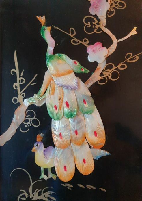 Tablou din lemn cu jad natural și sidef