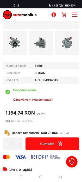 Pompa servo Chevrolet Aveo T250 2010 1.2 benzină 84 cp