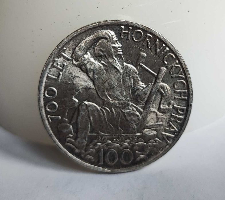 Чехословакия 100 крони 1949 година / 700 години Добив на Сребро