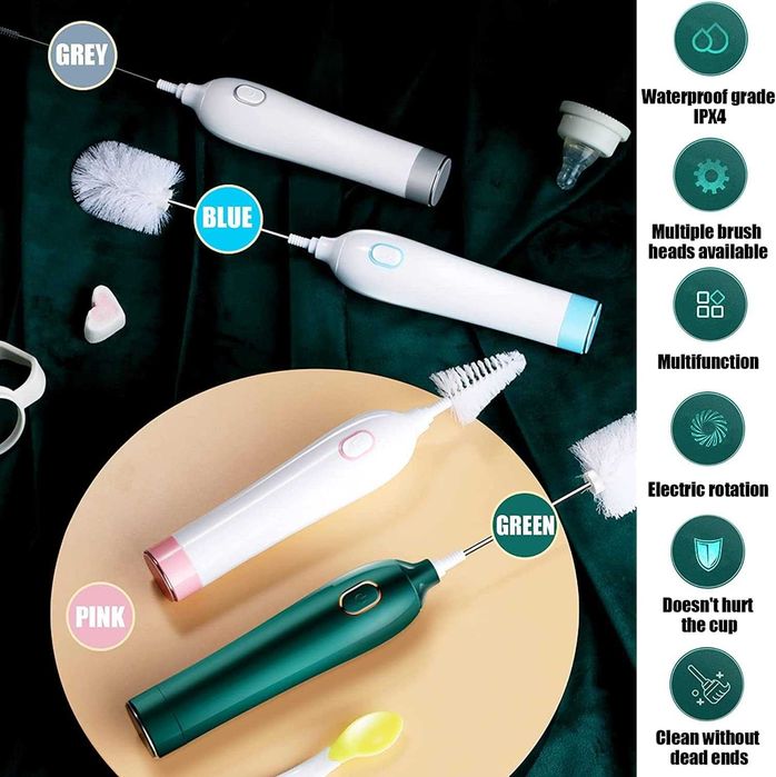 Електрическа четка за бутилки с 3 бр. сменяеми глави BT12