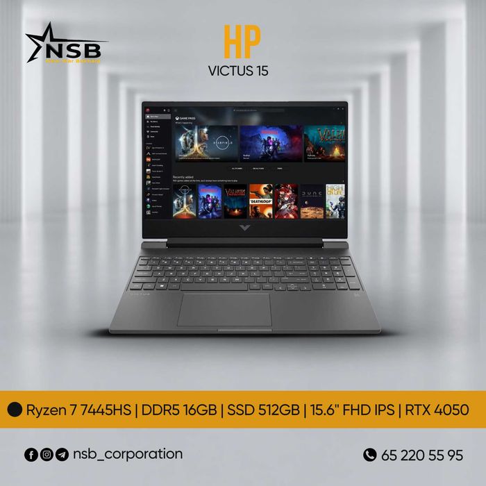 HP Victus AMD Ryzen 7 7445HS DDR5 16Gb SSD 512Gb RTX 4050 6Gb