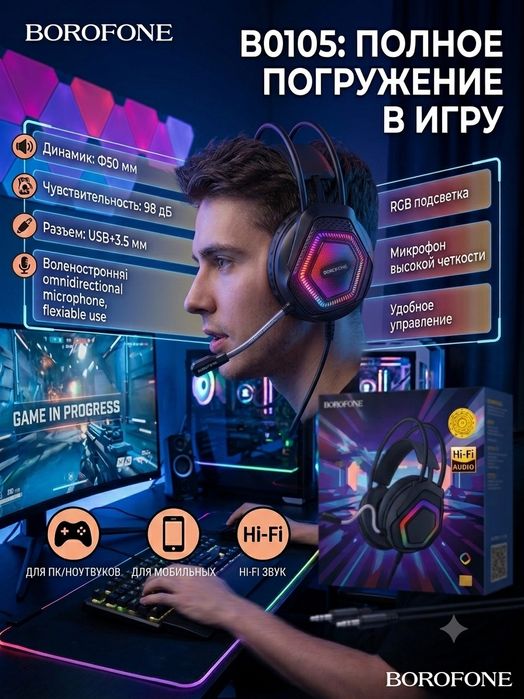 Наушники игровые кабельный