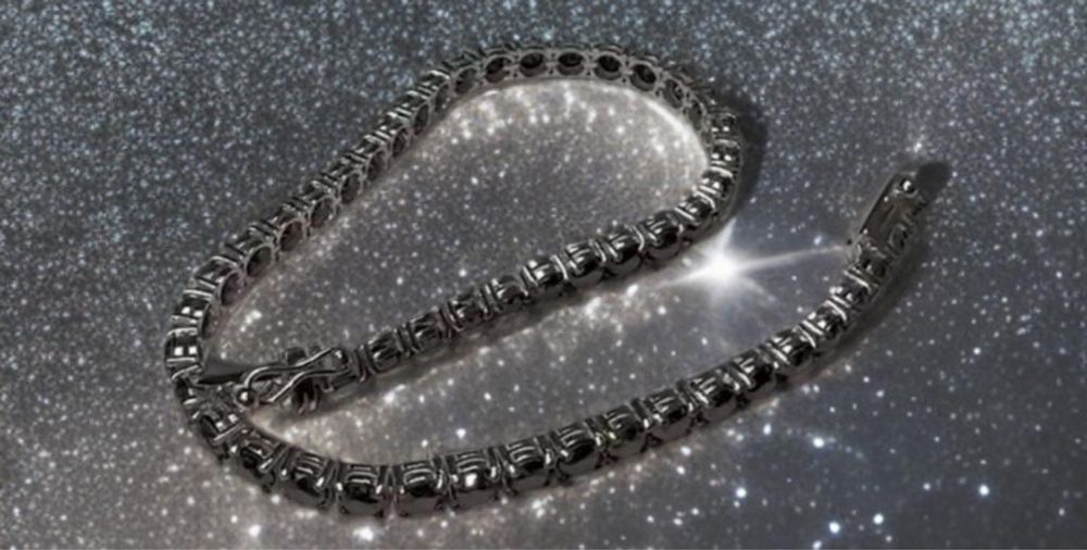 Bratara tennis aur 14k cu diamante negre naturale