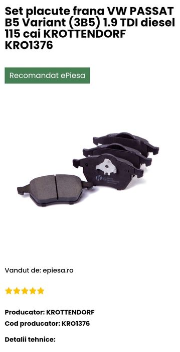 Placute frana pasat b5