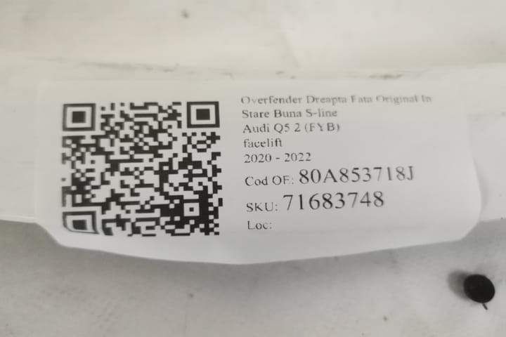 Предна дясна разширителна арка Оригинална В добро състояние S-line Ауд