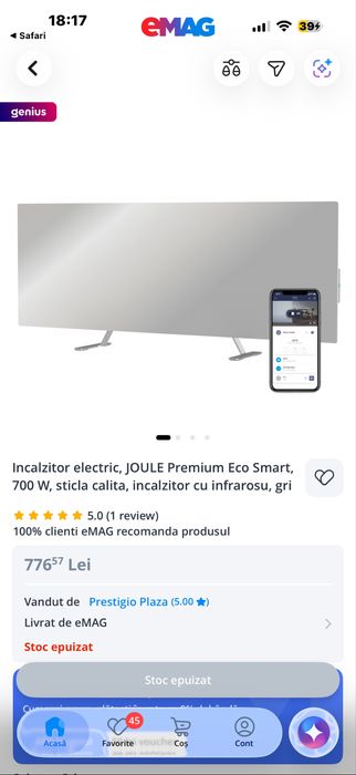 Incalzitor electric, JOULE Premium Eco Smart, 700 W, sticla calita