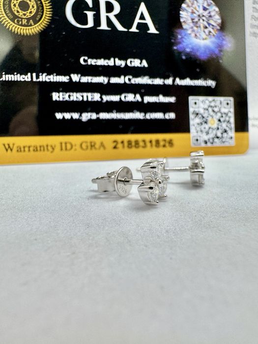 Сребърни обеци с мойсанит (Диамант) 0.6 карата