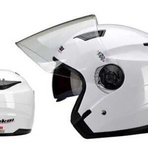 Каска №175-1 за скутер без брада с визьор и очила WHITE