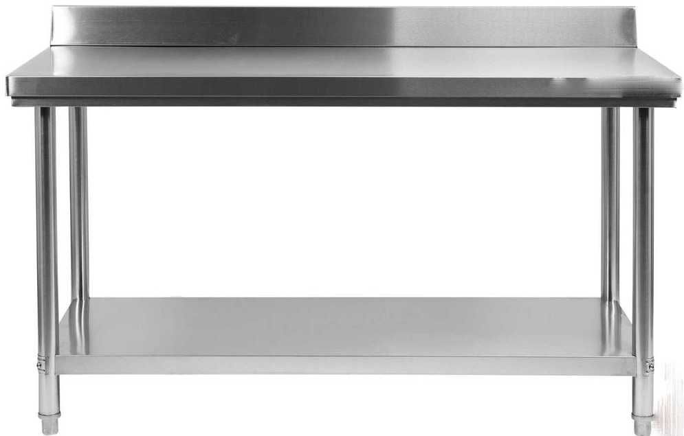 Masă Inox 1200x700x850 mm cu Rebord si Poliță Inferioară Demontabilă