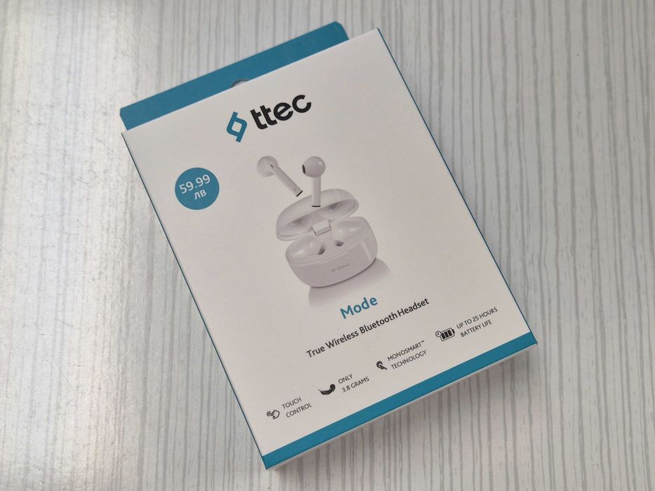 Безжични Слушалки ttec 2KM145B, TWS, Бели блутут Bluetooth slushalki