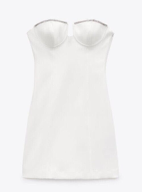 Бяла Рокля с Камъчета Zara