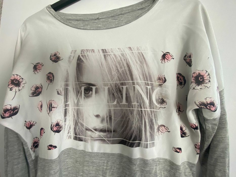 Bluza gri cu alb, vascoza, nou fara eticheta, S/M