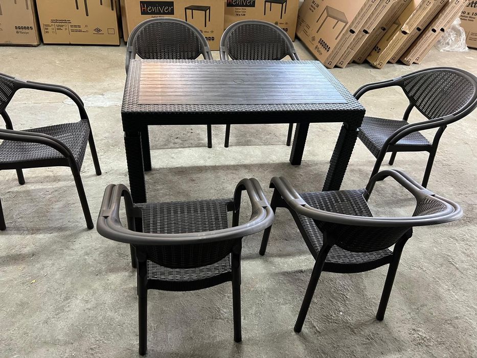 много здрав градински комплект 6 стола и маса 70/120см