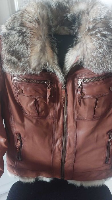 Кожено яке кафяво естествена кожа