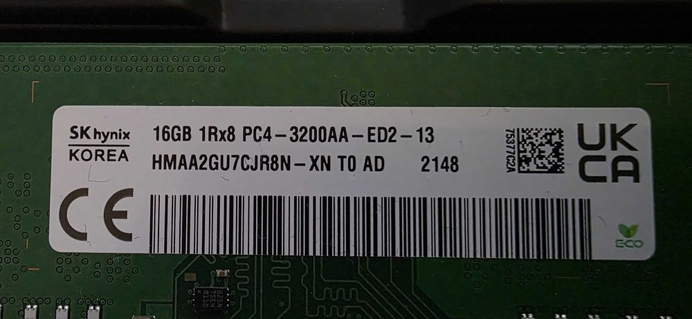 Сървърна памет от DELL, SK hynix 16GB 1Rx8 PC4-3200 U-DIMM