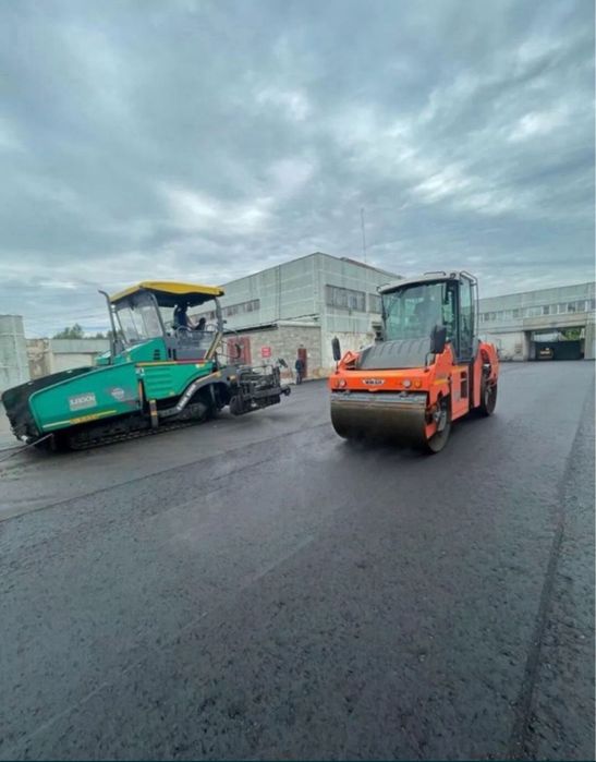 Услуги фрезы. Дорожная фреза. Асфальт. Каток. Комплект