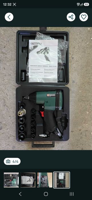 Pistol, Set cheie pneumatica cu impact Parkside PDSS 310 A2, 4 trepte putere, 310 Nm, 10 chei, valiza transport