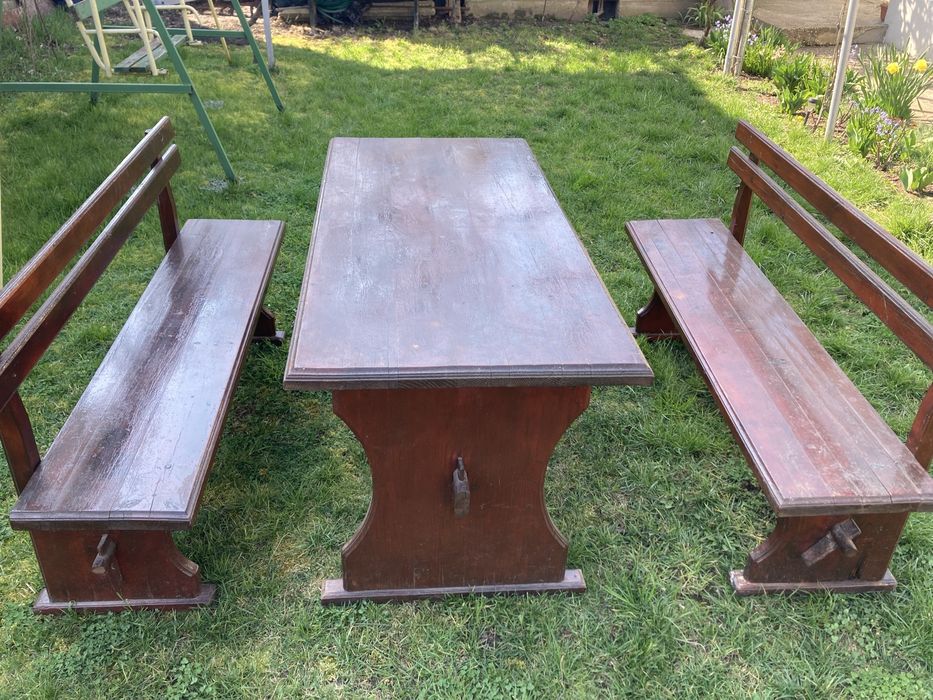 Дървена маса с пейки. Д149хШ69хВ76