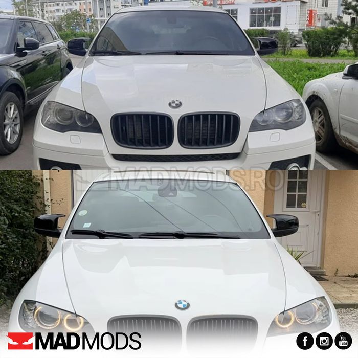 Set capace oglinzi M Performance BMW X5 X6 E70 E71, Negru Lucios