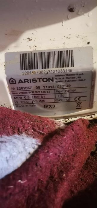 Boiler in stare buna de functionare, 50 L ariston. Pret usor negociabi