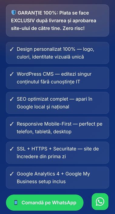 Creare Site de Prezentare | Fără Avans, Plătești la Final | Doar 200 Lei
