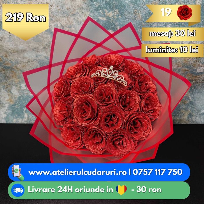 Buchete Trandafiri Sapun - Simple / cu Stitch / cu Sclipici