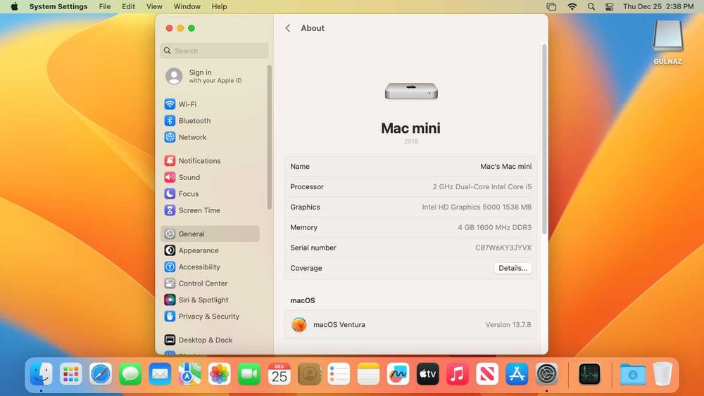 Mac Mini | A1347 2GHz | i5 | 240GB SSD | отлично състояние | готов за работа