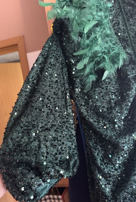 Rochita lungǎ cu paiete si pene verde marimea 44 L - XL