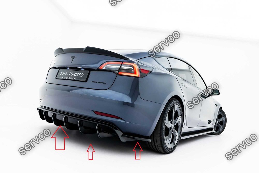 Pachet Set Splitter Exterior Lip Prelungiri Body kit tuning Tesla Model 3 2017-2023 v4 - Maxton Design