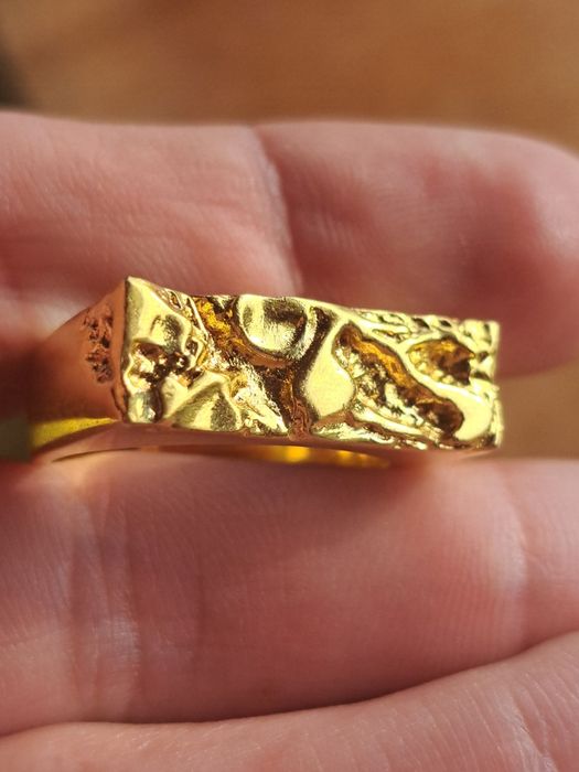 Inel argint IX STUDIOS rustic placat cu aur