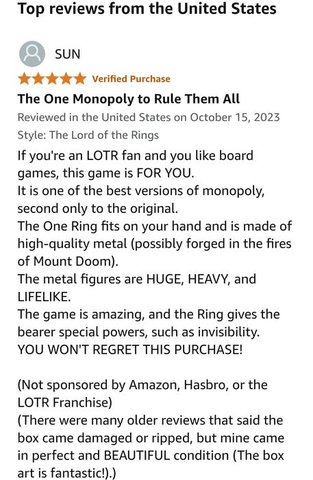Монополия от HASBRO,  властелин колец.LOTR.