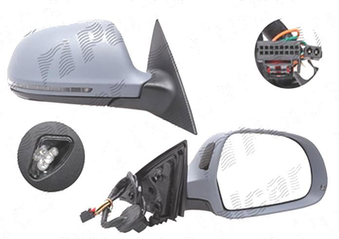 Oglinda exterioara Audi A6, 10.2011, Dreapta, reglare electrica; grunduit; incalzita; cu functie detectie unghi mort; geam asferic; cromat; memorie;
