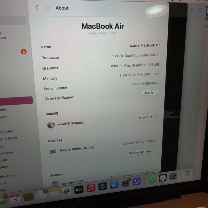 Macbook air 2020 Retina display