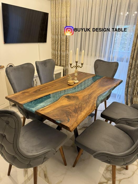 Изработка на маса плот от орех дъб маслина и епоксидна смола