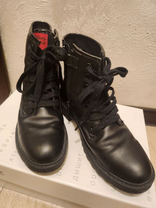 Черни детски боти от естествена кожа GEOX Disney 35 номер