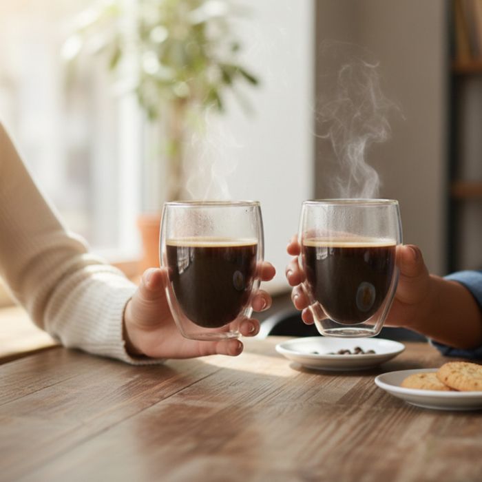 Комплект 2 термоустойчиви чаши 250 мл - двойно дъно