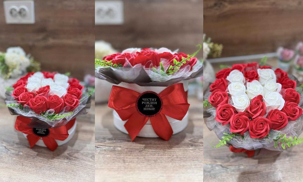 Букет от сапунени рози Подарък за рожден ден, 8 Март,годишнина, юбилей