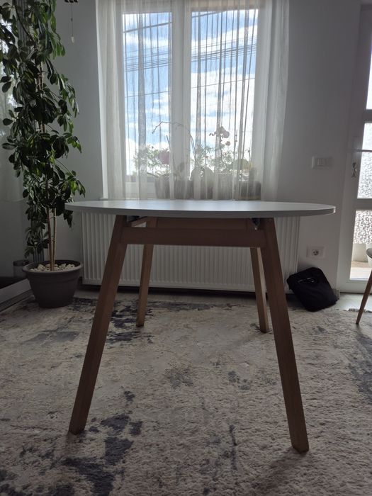 Masa extensibila RUBEN, casmir/stejar, PAL, 102/142x102x73 cm plus 3 scaune Jysk