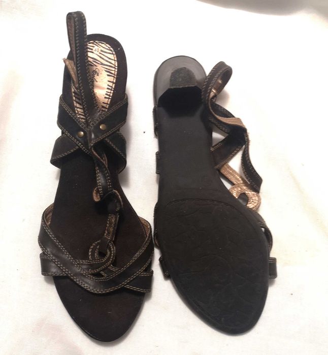 Vand sandale de dama, din piele ecologica, maro, marimea 41