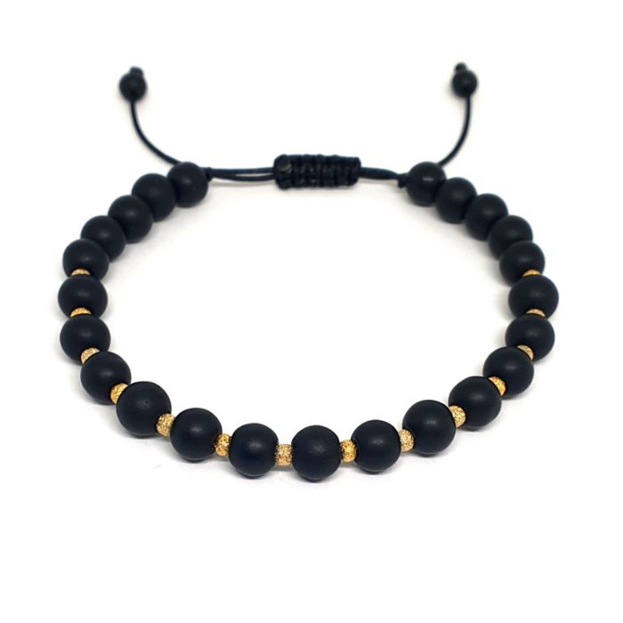 Brățară onix si argint placat cu aur 14 k