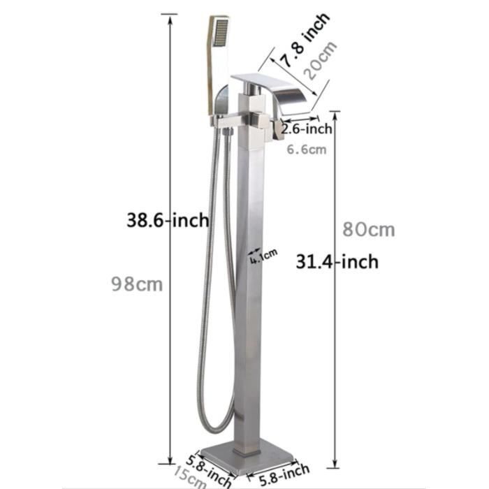 Baterie cada freestading (podea) inox