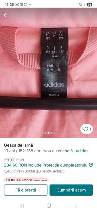 Geaca Adidas mărimea 152
