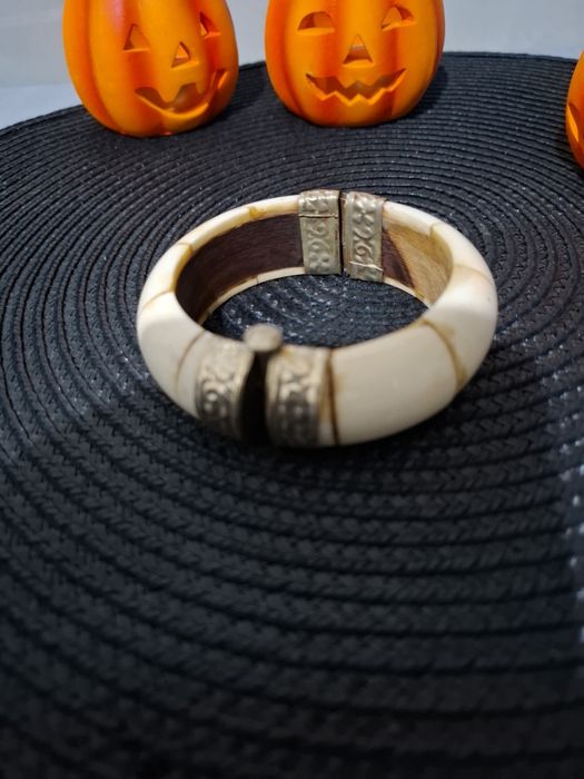 Bratara tribala Africa os si alpaca latime 2.5 cm interior 6 cm