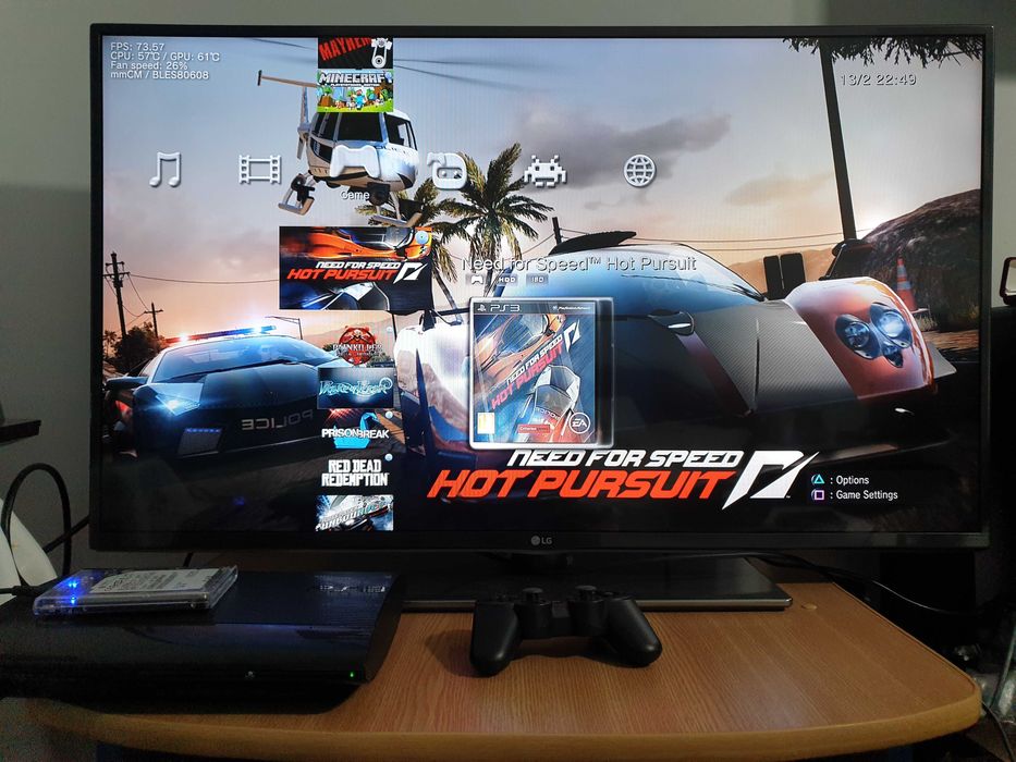 PS3 modat HEN 160 + 80 GB & 35 jocuri (GTA, Red Dead, Spider-Man, NFS)