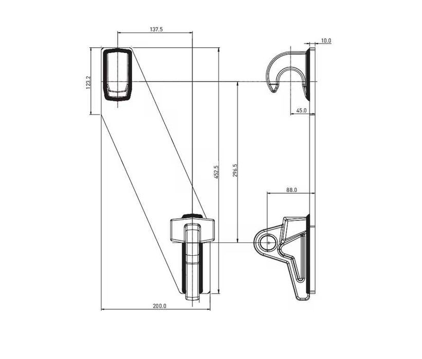 Set carlige cu placa, sudabile, pentru cadre cu schimbare rapida Euro