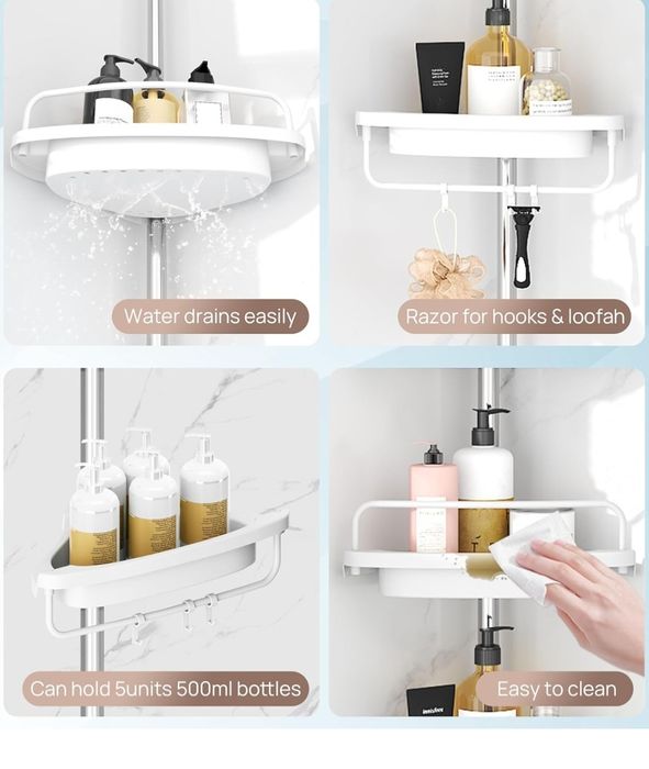 Телескопична ъглова етажерка за баня